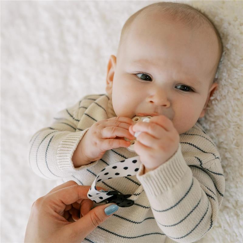 Dr. Brown's 2Pk Pacifier Clips, Universal Fit Fabric Strap for Pacifiers, Dots & Stripes Image 8
