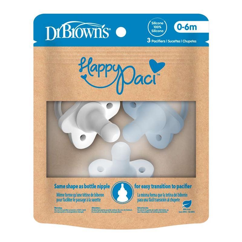 Dr. Brown's - 3Pk Happypaci One-Piece Silicone Pacifier, Blue Image 3