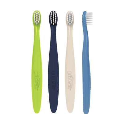 Dr. Brown's 4Pk Infant-to-Toddler Toothbrush Set, Green/Dark Blue/Ecru/Blue Image 2