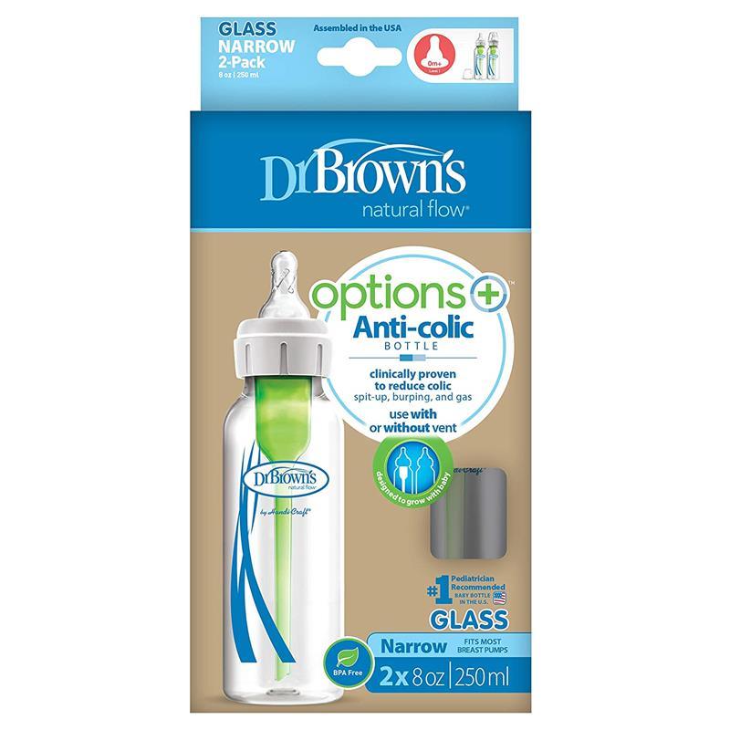 Dr. Brown's 8 Oz / 250 Ml Options+ Glass Narrow Baby Bottles, 2-Pack Image 3