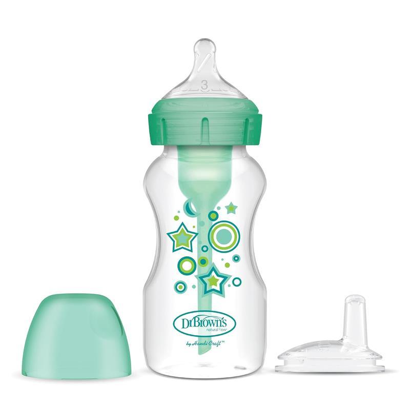 Dr. Brown's 9 Oz/270 Ml Options+ Wide-Neck Bottle To Sippy, Green, Single Image 1