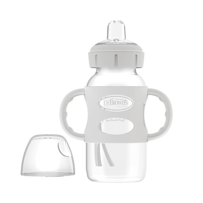 Dr. Brown's - 9 Oz/ 270 Ml Wide-Neck Sippy Spout Bottle With Silicone Handles, Gray Image 2