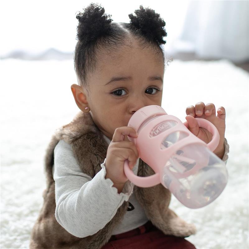 Dr. Brown's - 9 Oz/ 270 Ml Wide-Neck Sippy Spout Bottle With Silicone Handles, Light Pink Image 5