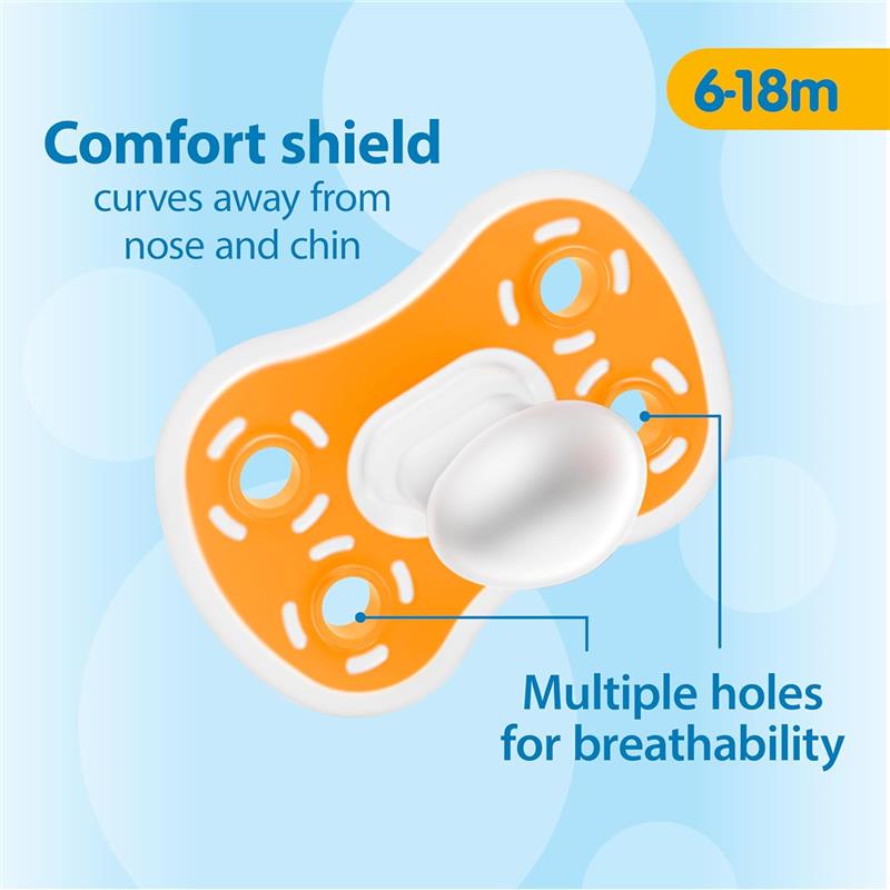 Dr. Brown's Advantage One-Piece Silicone Baby Pacifier, Stage 2, Blue Image 3
