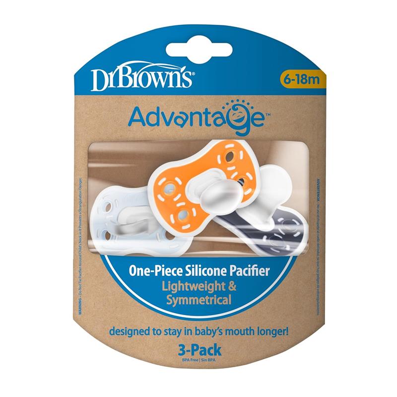 Dr. Brown's Advantage One-Piece Silicone Baby Pacifier, Stage 2, Blue Image 8