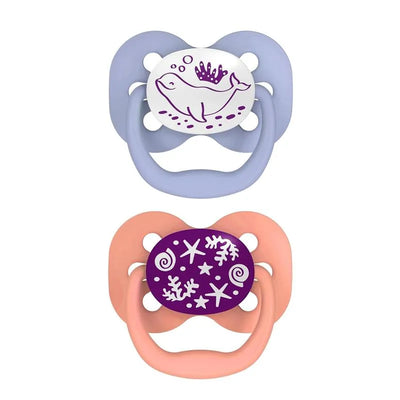 Dr. Brown's Advantage Pacifiers, Stage 1, Glow In The Dark, Coral Ocean, 2-Pack Image 1