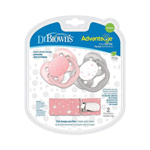 Dr. Brown's Advantage Pacifiers With Clip, Stage 1 (0-6 months) Pink, 2 units Image 1