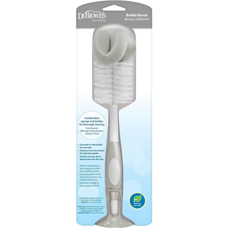 Dr. Brown's Baby Bottle Cleaning Brush with Sponge, Grey Image 6