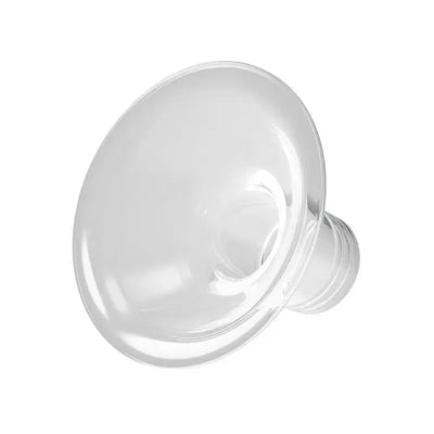 Softshape™ silicone breast pump shield, transparent design, compatible for comfortable breast feeding and pumping.