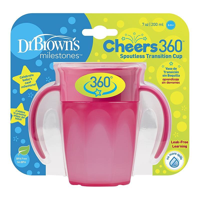 Dr. Brown's Cheers 360 Spoutless Training Cup, Pink Image 5