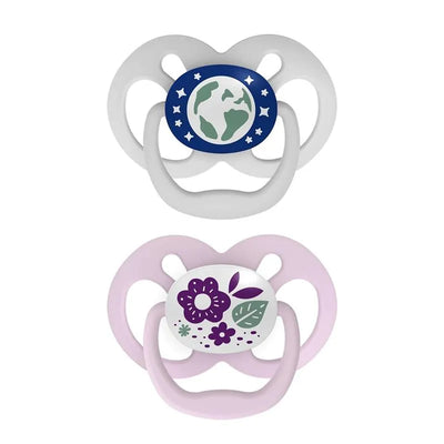 Dr. Brown's Dr. Brown’s Advantage Pacifiers, Stage 2, Glow In The Dark, Pink/Gray, 2-Pack Image 1