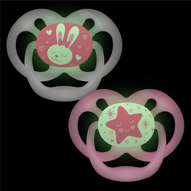 Dr. Brown's Dr. Brown’s Advantage Pacifiers, Stage 2, Glow In The Dark, Pink, 2-Pack Image 3