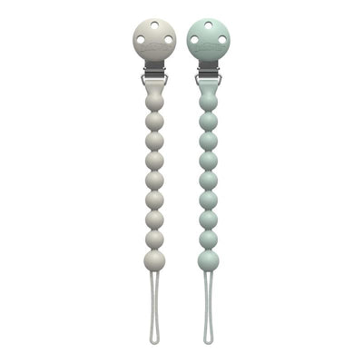 Dr. Brown's Gray & Green Silicone Pacifier Clips Image 1