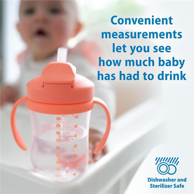 Dr. Brown's Milestones Baby's First Straw Cup 9oz/270Ml, Coral Image 5