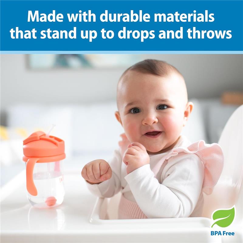 Dr. Brown's Milestones Baby's First Straw Cup 9oz/270Ml, Coral Image 6