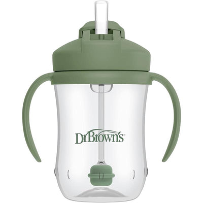 Dr. Brown's Milestones Baby's First Straw Cup 9oz/270Ml, Olive Green Image 1