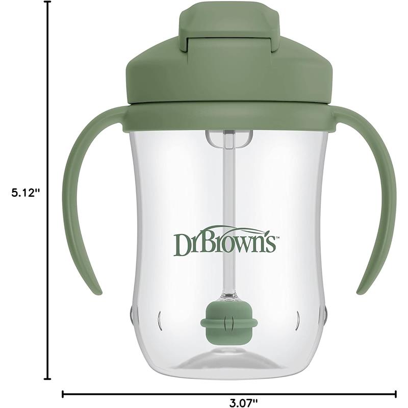 Dr. Brown's Milestones Baby's First Straw Cup 9oz/270Ml, Olive Green Image 6