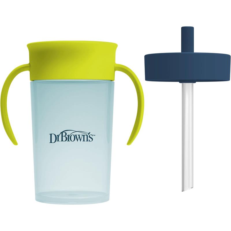 Dr. Brown's Milestones Straw to 360 Convertible Toddler Training Cup Set, 10 oz/300 mL, Blue Green Image 2