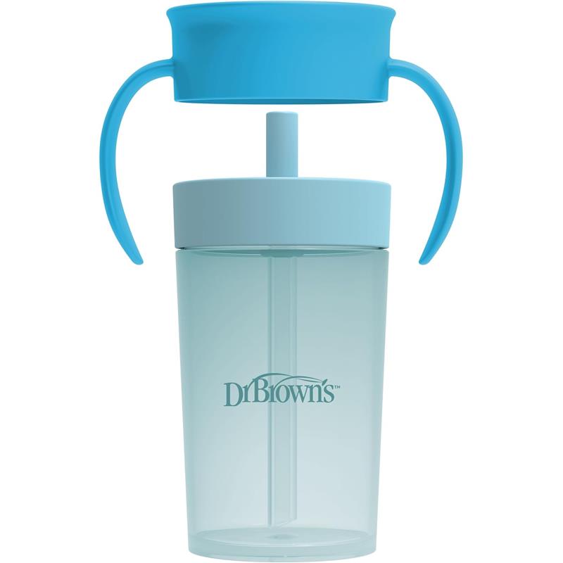 Dr. Brown's Milestones Straw to 360 Convertible Toddler Training Cup Set, 10 oz/300 mL, Ocean Blue Image 3
