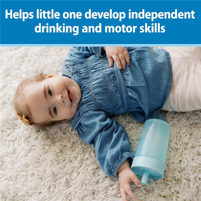 Dr. Brown's Milestones Straw to 360 Convertible Toddler Training Cup Set, 10 oz/300 mL, Ocean Blue Image 5