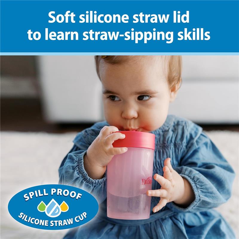 Dr. Brown's Milestones Straw to 360 Convertible Toddler Training Cup Set, 10 oz/300 mL, Pink Coral Image 8