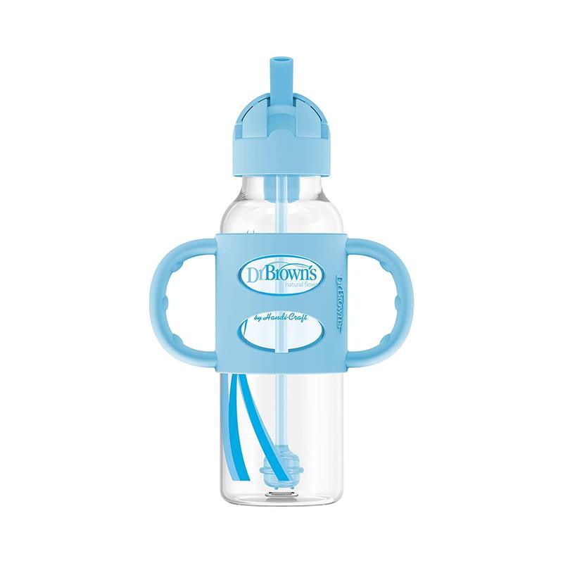 Dr. Brown's - Narrow Sippy Straw Bottles W/ Silicone Handles, Blue Image 2