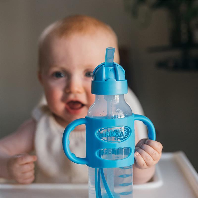 Dr. Brown's - Narrow Sippy Straw Bottles W/ Silicone Handles, Blue Image 4