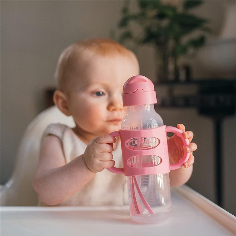 Dr. Brown's - Narrow Sippy Straw Bottles W/ Silicone Handles, Pink Image 3