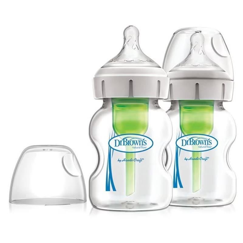Dr. Brown- 5 Oz Glass Wide-Neck Anti-Colic Options+ Baby Bottle, 2Pk Image 1
