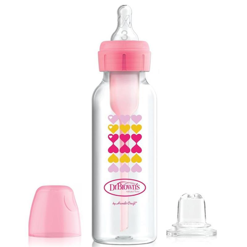 Dr. Brown's Options Baby Bottles, 2-in-1 Transition Kit, Pink Image 1