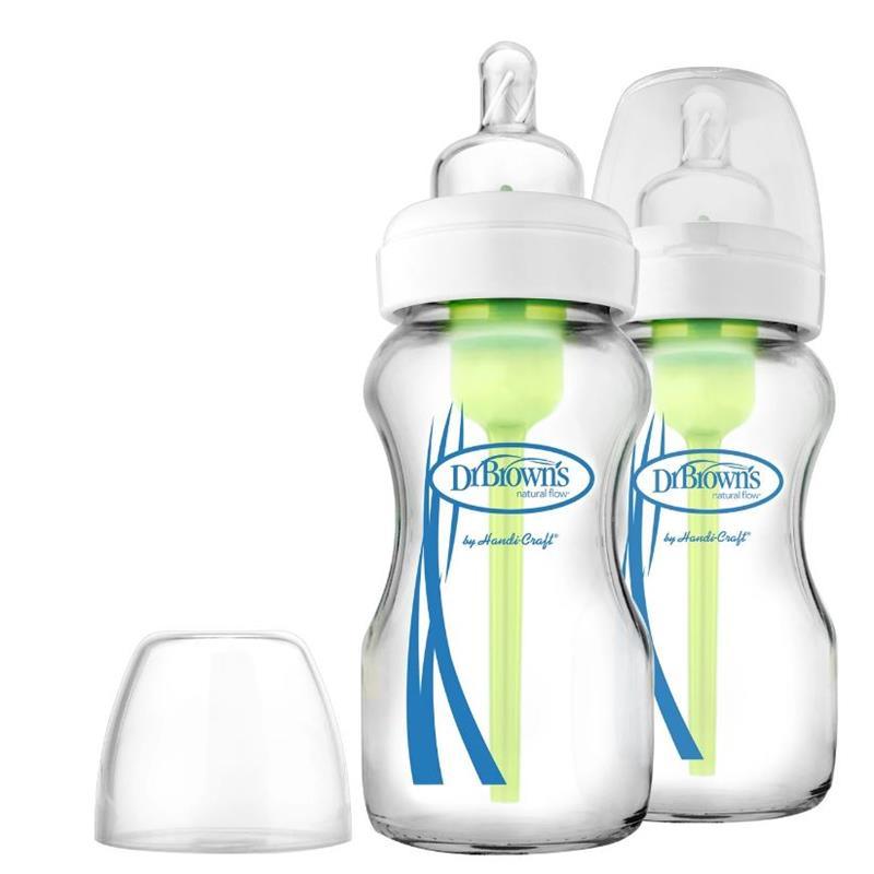 Dr. Brown - 9 Oz Glass Wide-Neck Anti-Colic Options+ Baby Bottle, 2Pk Image 1