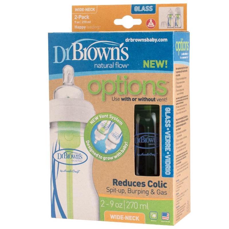Dr. Brown - 9 Oz Glass Wide-Neck Anti-Colic Options+ Baby Bottle, 2Pk Image 4