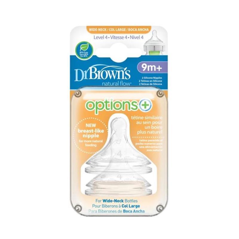 Dr. Brown's - 2Pk Options+ Level 4 Wide-Neck Silicone Bottle Nipples Image 2