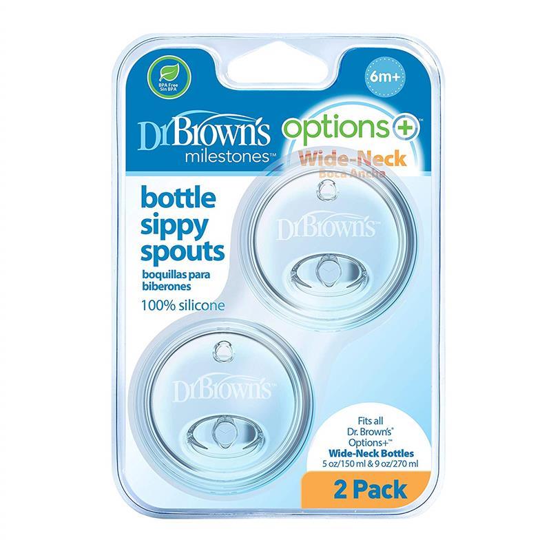Dr. Brown's Options+ Wide-Neck Baby Bottle Sippy Spout, 2-Pack Image 3