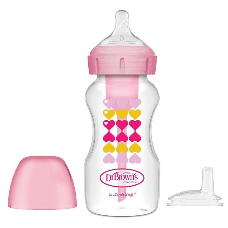 Dr. Brown - 9 Oz Options+ Wide-Neck Bottle To Sippy, Pink, 1Pk Image 1