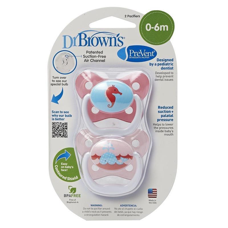 Dr. Brown's PreVent Butterfly Pacifier - Stage 1 (0-6M) - 2-Pack - Colors May Vary Image 4