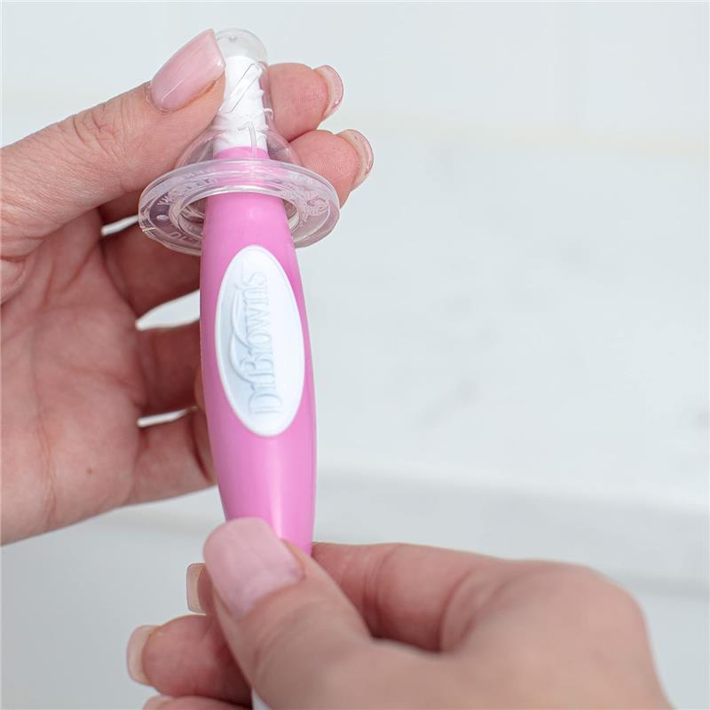 Dr. Brown's Reusable Sponge Baby Bottle Cleaning Brush with Suction Cup Stand, Pink Image 2