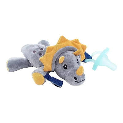 Dr. Brown's - Teddy The Triceratops Lovey With Aqua Happypaci Silicone One-Piece Pacifier Image 1