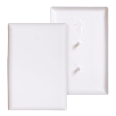 Dreambaby Paintable CoverPlug - two white plastic wall plugs, designed to cover electrical outlets for safety.