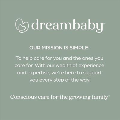 Dreambaby brand message highlighting their mission to support families with care and expertise.
