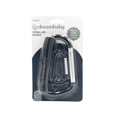 Dreambaby Stroller Hooks in a two-pack, designed for clipping bags, keys, and more to strollers.