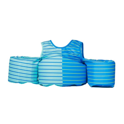 Blue Lemonade striped float for kids with arm supports, designed for safety and fun in water activities.