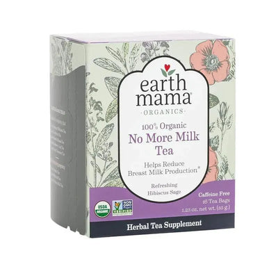 Earth Mama Organic No More Milk Tea, 16 bags, designed to help reduce breast milk production. Caffeine-free herbal supplement.