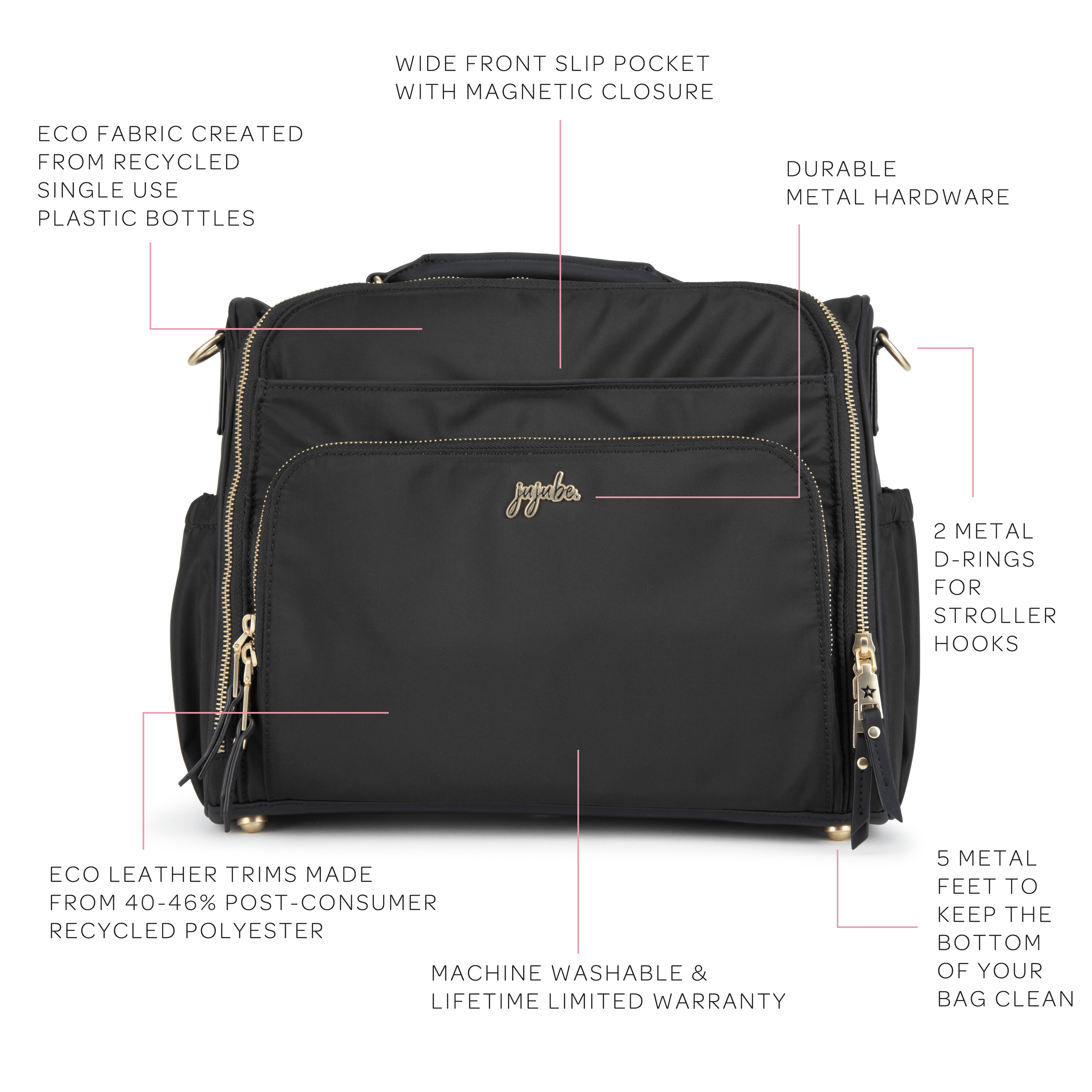 Eco B.F.F. - Black - Made from Recycled Materials - MacroBaby