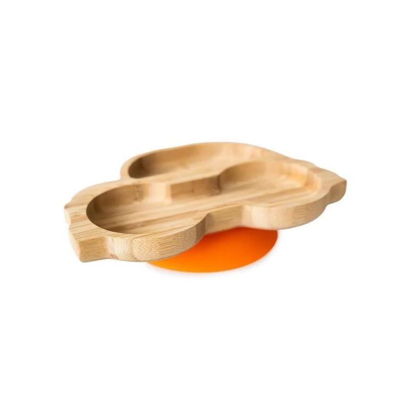Eco Rascals Bamboo Suction Plate With Two Sections Car, Orange Image 1