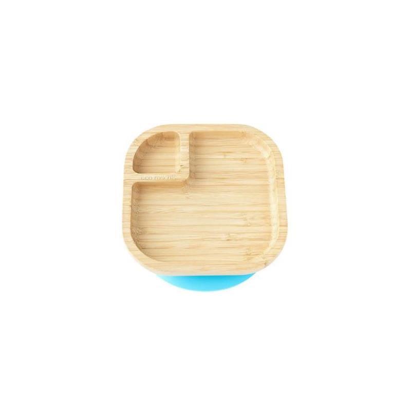 Eco Rascals Bamboo Suction Plate With Two Sections Classic, Blue Image 1