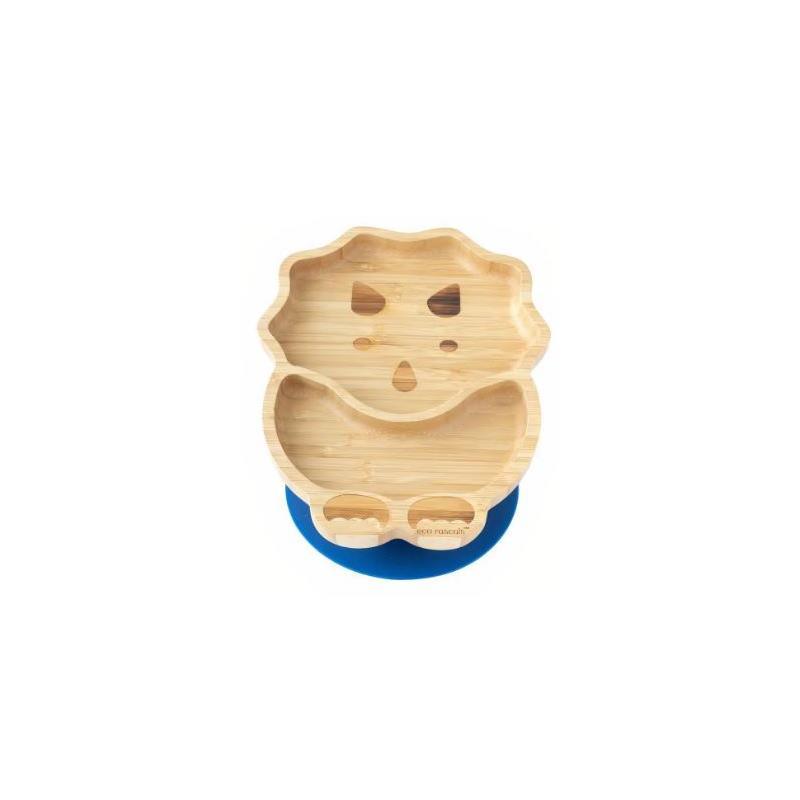 Eco Rascals Bamboo Suction Plate With Two Sections Dino, Blue Image 1