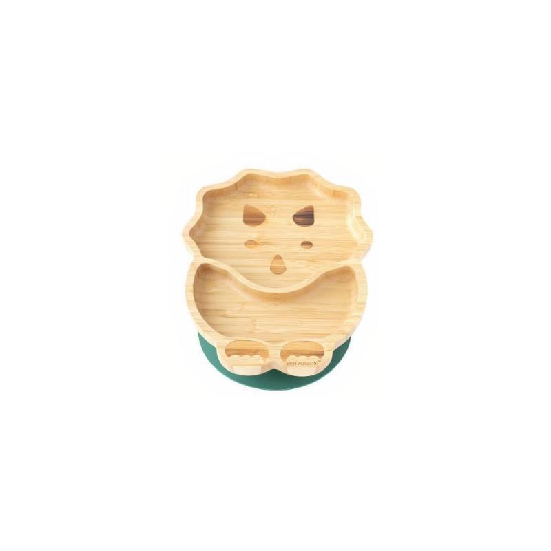 Eco Rascals Bamboo Suction Plate With Two Sections Dino, Green Image 1
