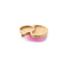 Eco Rascals Bamboo Suction Plate With Two Sections Duck, Pink Image 1