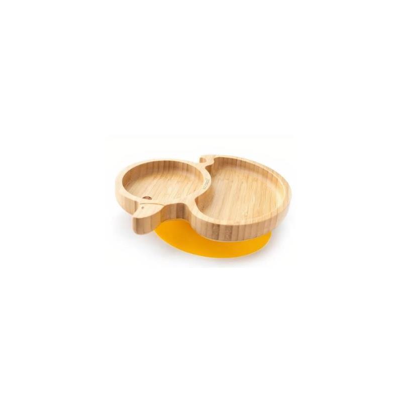 Eco Rascals Bamboo Suction Plate With Two Sections Duck, Yellow Image 1